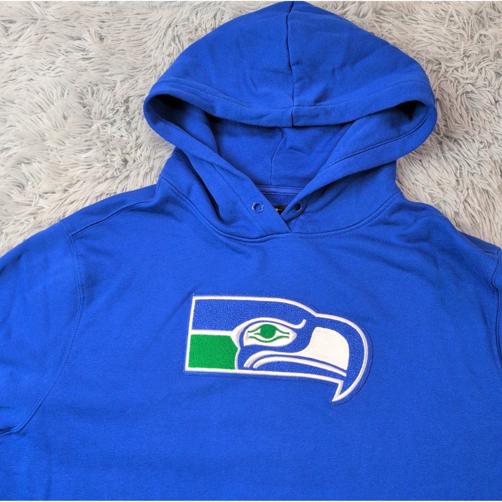 Seattle Seahawks Sweatshirt Womens XL Blue Hoodie NFL Football Comfort Pocket - Picture 10 of 12